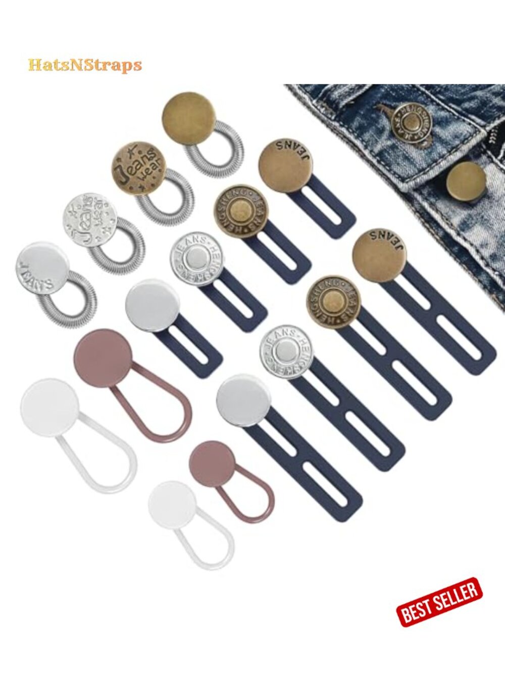 16 Pcs Button Extenders for Jeans, Pants Waistband Expanders Adjustable 1-1.8